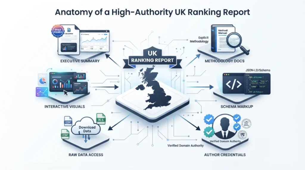 What components must a ranking research report include