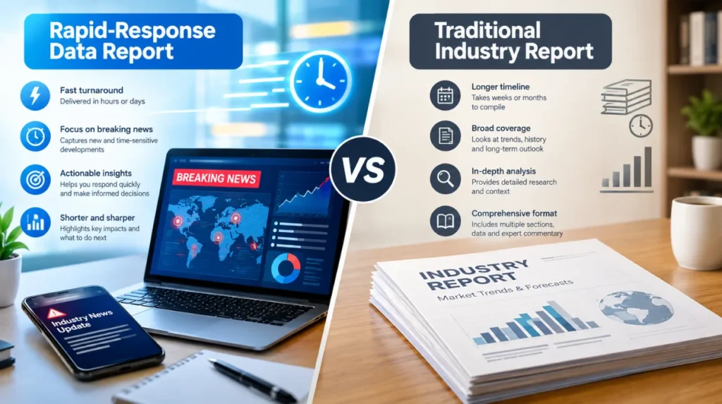 What Is a Rapid-Response Data Report and When Does Reacting to Breaking Industry News Make Sense? 2 What is the difference between a rapid response data report and a traditional industry report