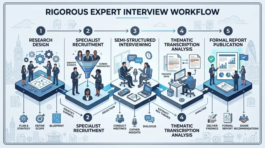 What is the step by step process for executing a rigorous expert interview study