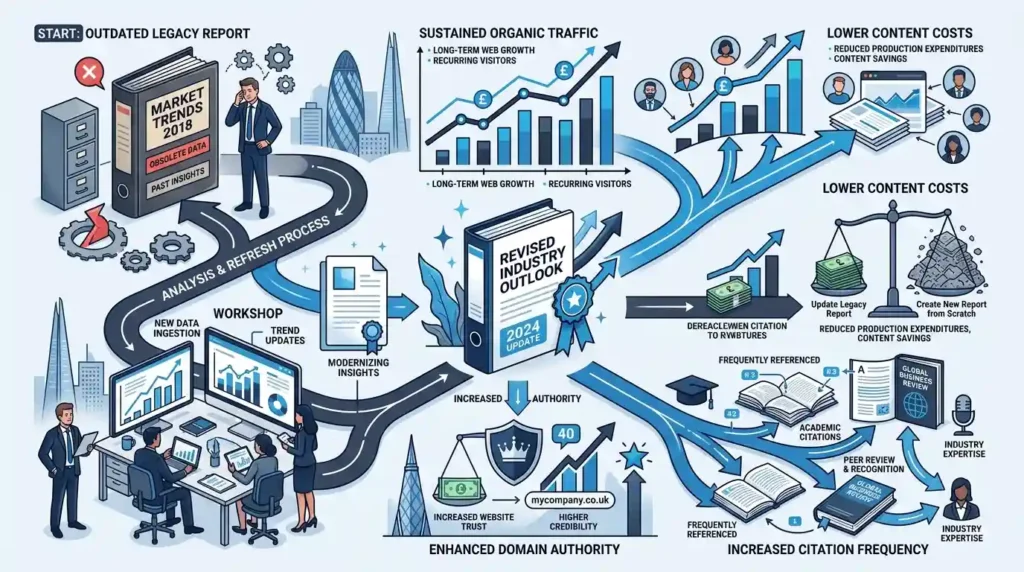 How to Refresh a Published Research Report and Preserve the Rankings, Backlinks and Citations It Has Already Earned in 2026 2 What specific benefits do brands gain from updating legacy industry reports