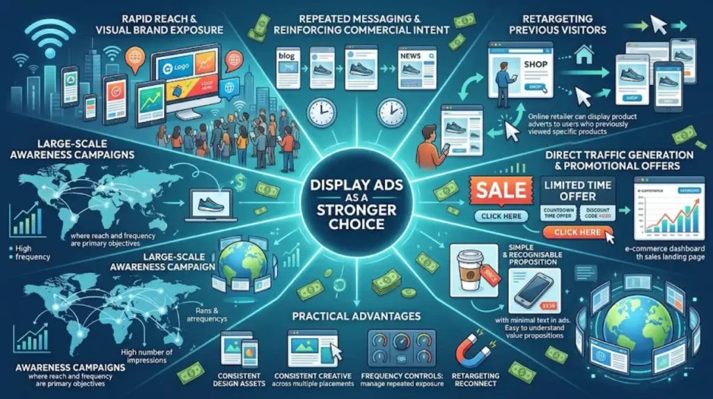 When are display ads a stronger choice?