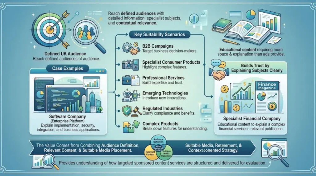 When is niche sponsored content a suitable media strategy?