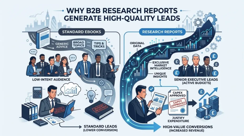 What Makes B2B Research Reports Generate Qualified Leads in 2026 1 Why do B2B research reports generate higher quality leads than standard ebooks