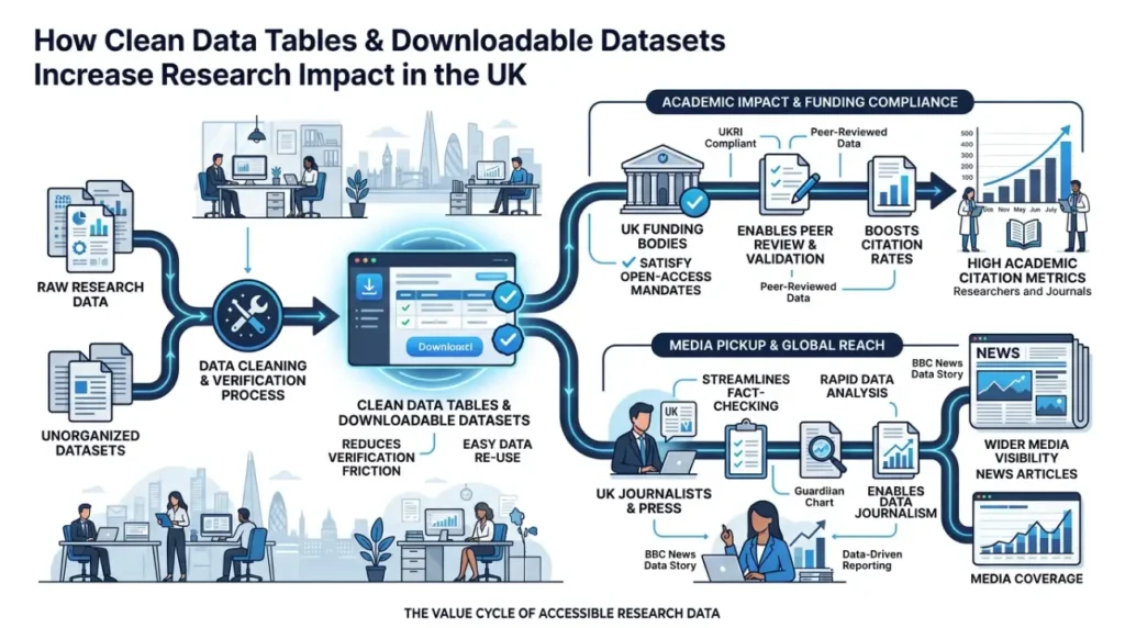 How to Publish Clean Data Tables and a Downloadable Dataset That Lets Others Cite Your UK Research Accurately in 2026 2 Why do clean data tables and downloadable datasets improve citation rates and research impact