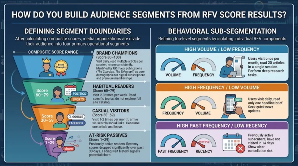 How to Score Reader Loyalty With Recency, Frequency and Volume Data and Build Segments From the Results 1 How Do You Build Audience Segments From RFV Score Results