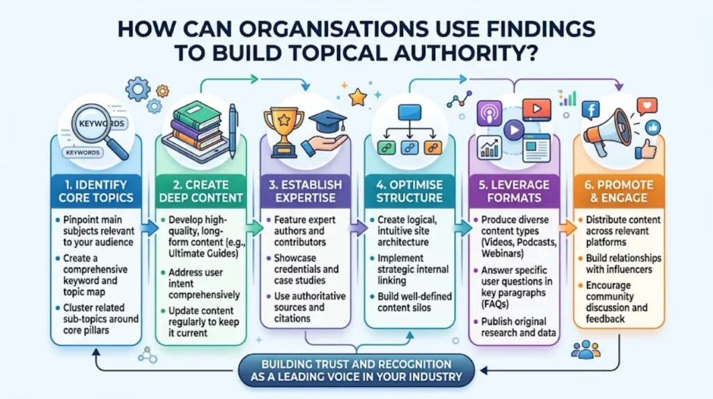 Time Intelligence Media Group Audience Insights Services for Question-Led Topical Authority Planning 2 How can organisations use the findings to build topical authority
