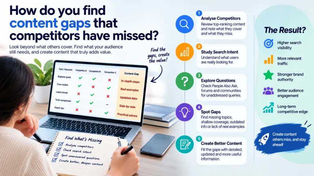 How to Turn Reader Question Patterns Into a Topical Map That Covers Gaps Your Competitors Have Missed 1 How do you find content gaps that competitors have missed