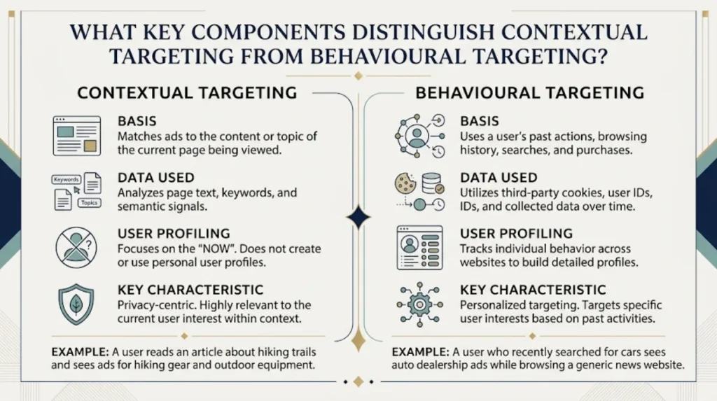 What Is the Difference Between Contextual Targeting and Behavioural Targeting on UK News Sites? 1 What key components distinguish contextual targeting from behavioural targeting