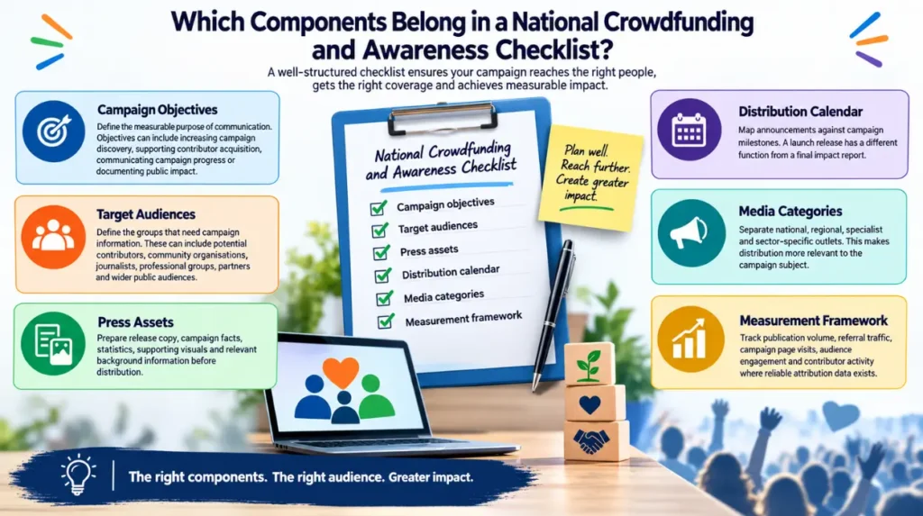 Integrating Strategic Press Distribution into Your National Crowdfunding and Awareness Checklist 1 Which components belong in a national crowdfunding and awareness checklist